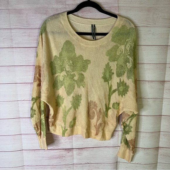 Anthropologie Sweaters - Anthropologie Floral Linen Blend Knit Sweater Size Medium